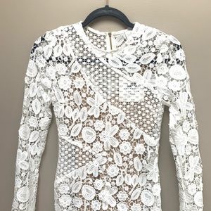 reinhart floral asymmetrical mesh dress white